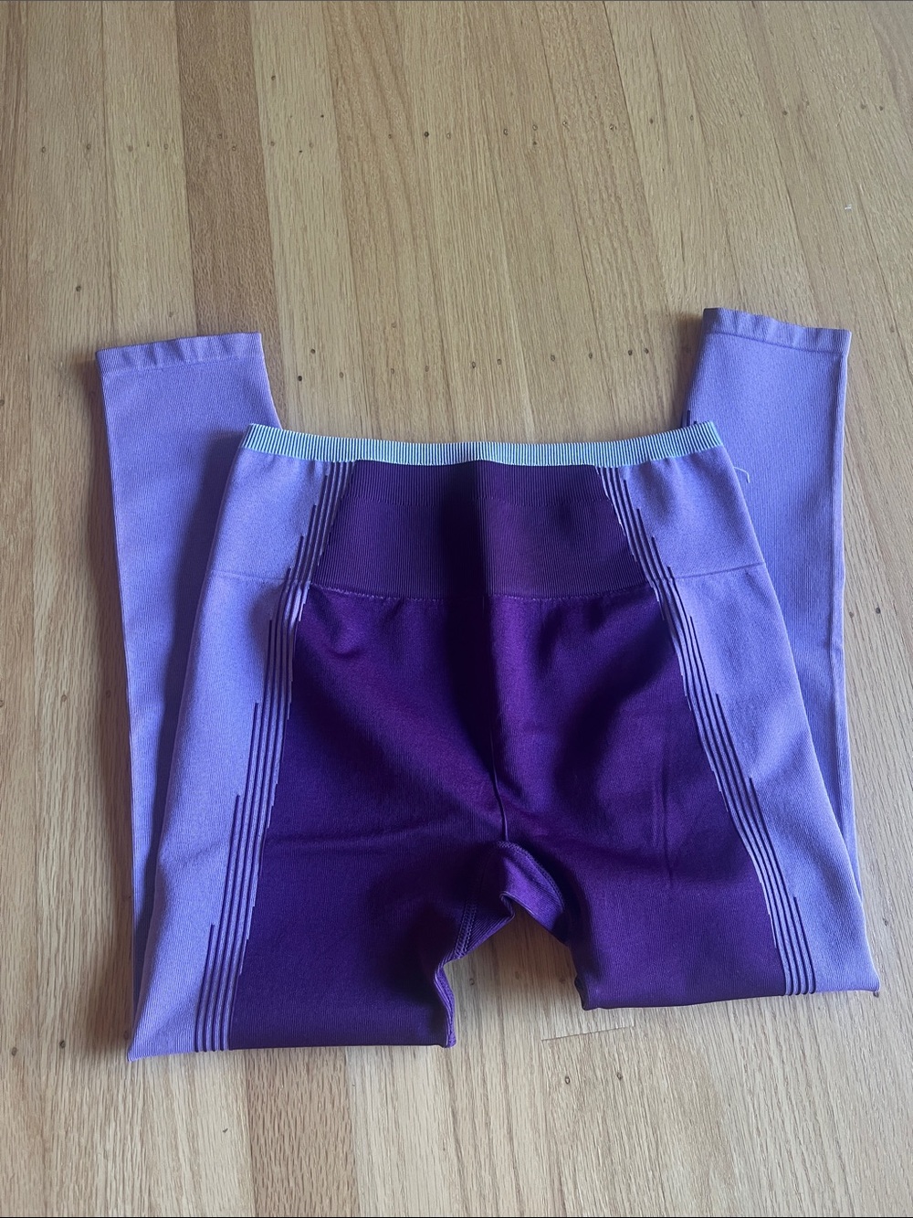 Fabletics Two-Tone Purple High-Rise Leggings